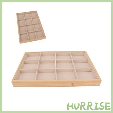 Garosa Tiroir de plateau de bijoux de stockage Plateau à bijoux à 12 grilles, aspect doux et élégant, montres boite Beige (1/4)