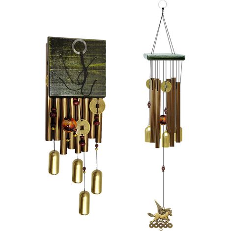 Carillons de vent extérieurs extra larges en cuivre antique - Tubes en alliage d'aluminium harmonieux pour jardin, cour, maison - Décor mural et artistique résistant à la rouille (Pegasus) (1/5)