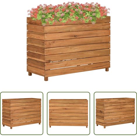 Teakholz - Hochbeet 100x40x72 cm Teak Altholz und Stahl (1/5)