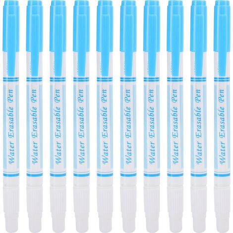 Stylo effaçable à l'eau double tête 10pcs marqueur textile pour couture tissu cuir nylon polyester bleu violet rouge (1/4)
