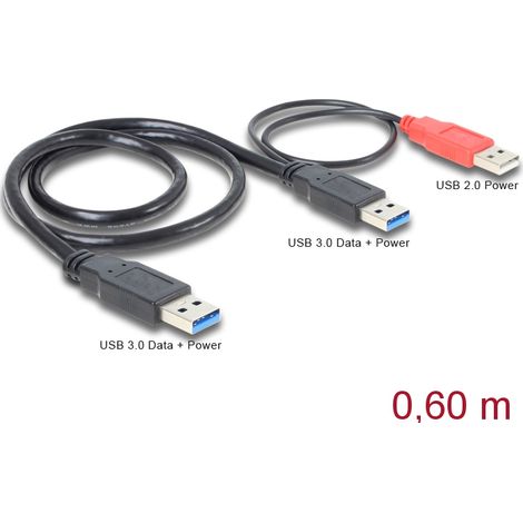 Delock cable usb 3.0-a male  usb 3.0-a male + usb 2.0-a male