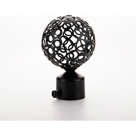 Embout tringle à rideaux Extrémités de Treillis Cage Rideau Embouts Décoratifs Pôle Fin Fenêtre (2 pieces,28mm), Noir (1/4)