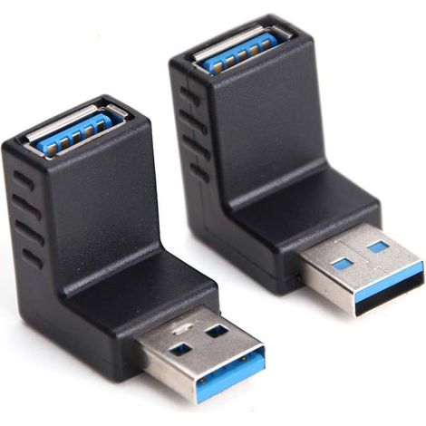 Adaptateur USB 3.0 mâle-femelle coudé à 90° (vertical, haut et bas) (1/5)
