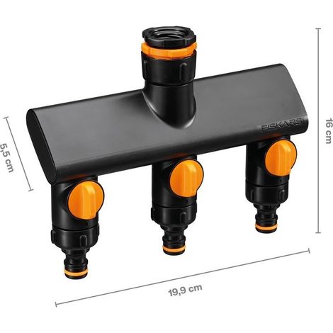 Fiskars Comfort raccordo tre vie nero arancione (1/5)