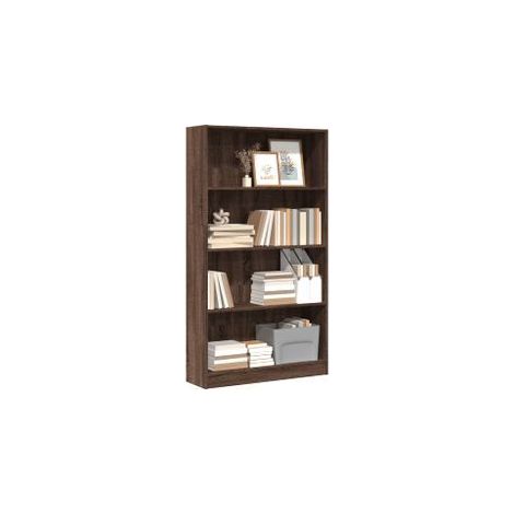 Bibliothèque en bois 4 niveaux L80xH143xP24 - Collection Klazik-Noyer (1/5)
