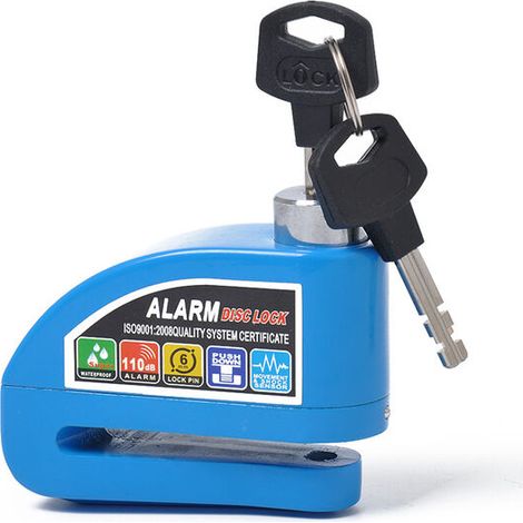 Verrouillage de frein à disque en alliage d'aluminium bleu Verrouillage de frein à disque antivol électronique au lieu d'un antivol à chaîne adapté à l'extérieur (1/5)