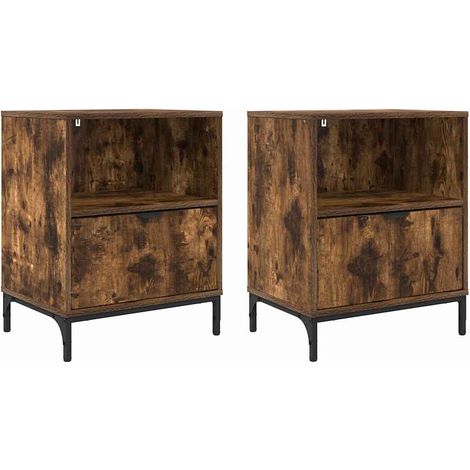 Maison Exclusive - Nachttisch 2 pcs Räuchereiche 49 x 36 x 61 cm