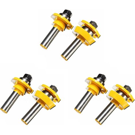 6PCS Rail Routeur Bit 1/2 pouce Shanker Shaker Bois Ciseaux Cutter (1/5)