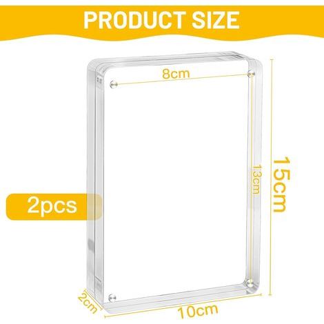 lalago 2pcs 10,2x15,2cm Cadres Photo en Acrylique à Coins Arrondis avec Magnétique, Double Face Sans Cadre de Bureau, Encadrement Photo Transparent pour Afficher des Photos, Cartes Postales, Billets (1/4)
