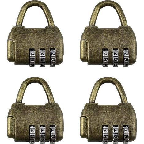 Juego de 4 candados retro de combinación de aleación de zinc con código digital en forma de bolso. (1/5)