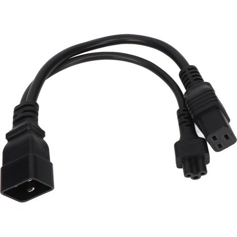 Câble IEC320 C20 mâle vers C5/C19 femelle, 20 A 125 V / 16 A 250 V, 1 entrée / 2 sorties, boîtier PVC, répartiteur en Y IEC320, 32 cm (1,05 pi) (1/5)