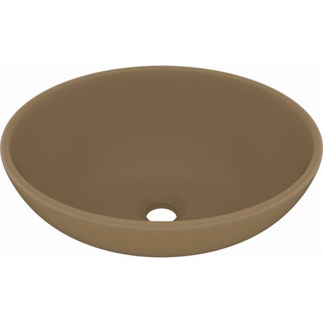 Lavabo ovale de luxe Crème mat 40x33 cm Céramique (1/5)