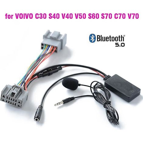 Adaptateur d'entrée AUX Bluetooth 5.0 pour appels mains libres avec microphone pour Volvo C30 S40 V40 V50 S60 S70 C70 V70 XC70 S80 XC90