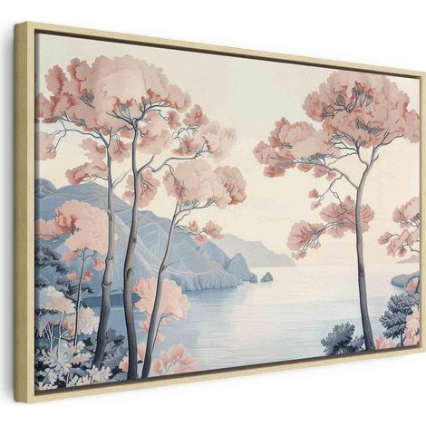 Dekorative leinwand artgeist meereslandschaft rosa 120x80 cm
