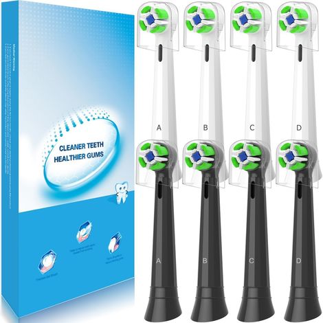 Brossette Compatible avec iO Brosse, Brossette de Rechange Pour iO 2 3 4 5 6 7 8 9 10 Brosse à Dents Electrique (4 Blancs 4 Noir) (1/5)