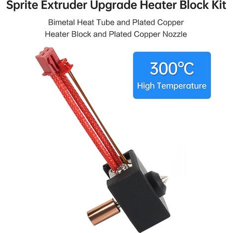 Sprite Extruder Upgrade Heizblock-Kit Hochtemperatur 300℃ mit Bimetall-Heatbreak, verkupfert-5-