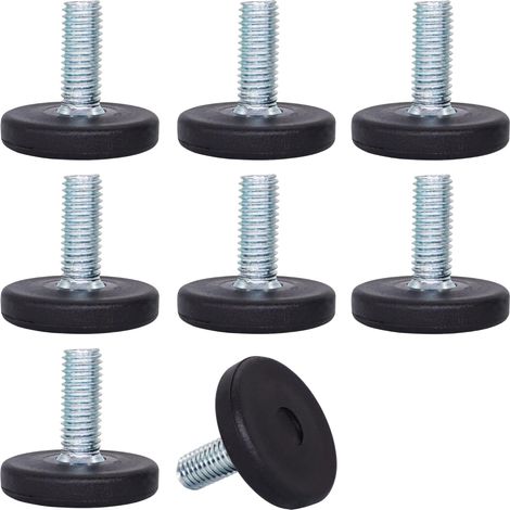 M8 x 20 mm verstellbare runde Metall-Nivellierfüße M8 Gewindestangen-Möbelgleiter (8 Sets)