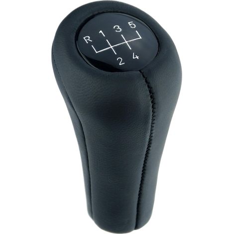 Pommeau de levier de vitesse compatibile con BMW Série 3 5 E36 E46 E90 E91 E92 E93 E39 E60 E61 - Noir - 5 vitesse - Cuir véritable - Levier de vitesse manuel - (A276-4) (1/3)