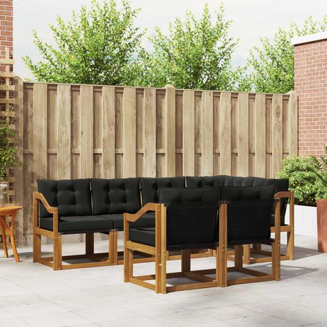 vidaXL Ensemble de canapés d'extérieur 7 pc Naturel et Noir (1/5)