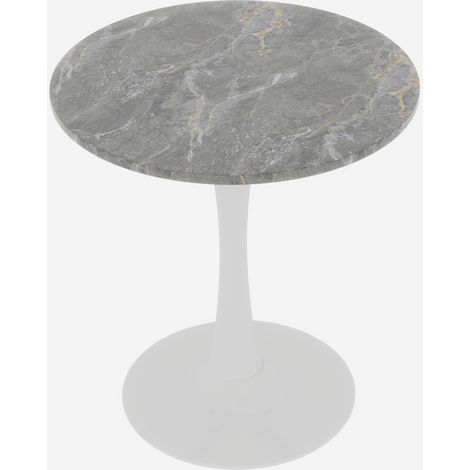 Table basse ronde en marbre blanc 70 cm, style milieu du siècle, adaptée pour 2 à 4 personnes (1/5)