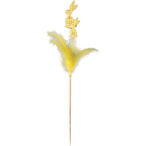 Conejitos amarillos con plumas, decoración de Pascua, 39 cm (1/2)