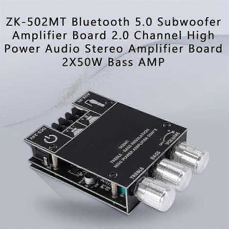 Carte d'amplificateur de subwoofer Bluetooth 5.0 ZK-502MT, carte d'amplificateur audio stéréo haute puissance 2 canaux 2 x 50 W, amplificateur de basses js (1/5)