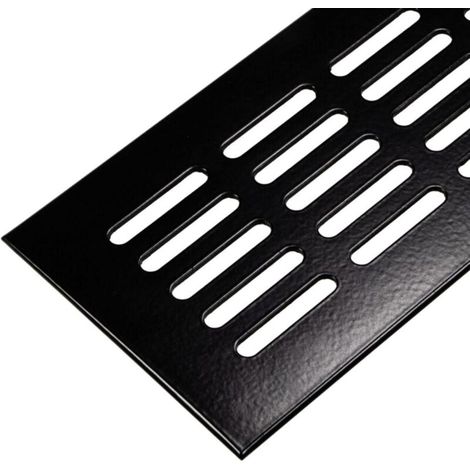 Rejilla de ventilación de aluminio negra para puerta - Rejilla de ventilación cuadrada - 600 x 80 mm - Rejilla de ventilación de aluminio para calefacción - Pared y más (1/4)