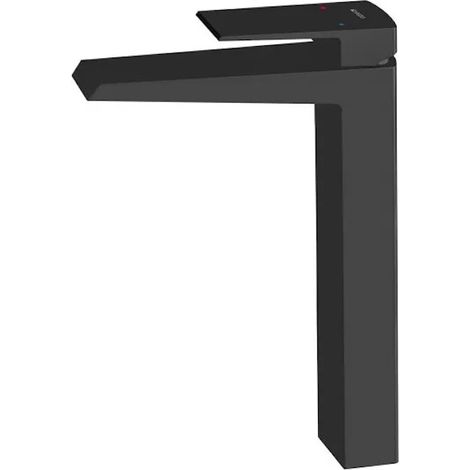Mitigeur lavabo à bec haut sans garniture de vidage (bouchon) noir mat (1/3)