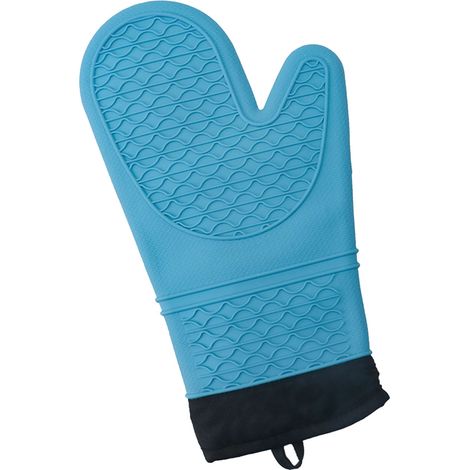 Gants de cuisine en silicone, gants pour four à micro-ondes, gants de cuisson épais, résistants à la chaleur et anti-brûlures, bleu ciel (1/5)