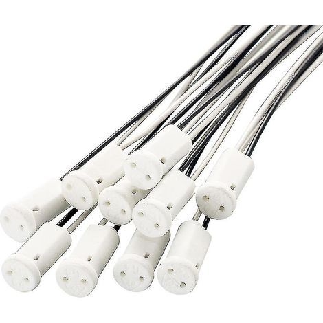 Lot de 10 connecteurs spéciaux à culot G4 et douille G4 avec tête en céramique pour lampes halogènes à diodes électroluminescentes. (1/4)