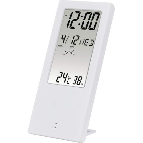 Hama - Termometro Lcd TH-140 con igrometro, orologio, calendario, previsioni del tempo, bianco (1/4)