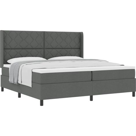 Maison Exclusive - Lit à ressorts avec coussin Gris foncé 200 x 200 cm tissu (1/5)