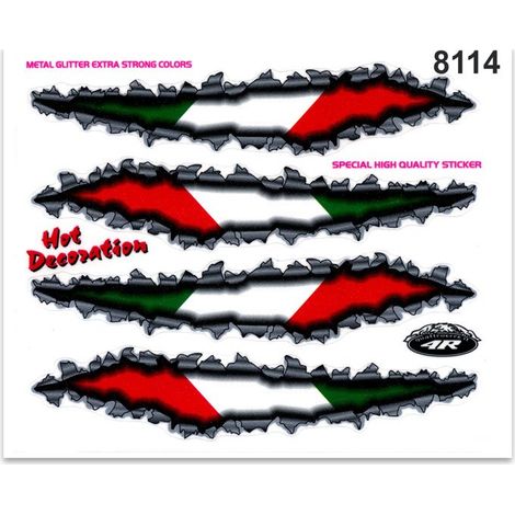 Adesivi Stickers Medi Bandiera Italia Lacerata 13,5 x 16 cm