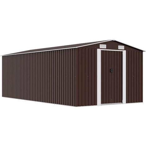 Gerätehaus 257x489x181 cm Metall Braun