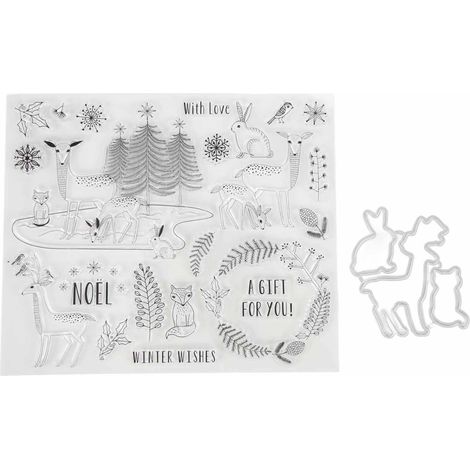 Ensemble de tampons transparents pour carnets, tampons en caoutchouc, outils de découpe de tampons, tampons transparents de Noël (1/5)