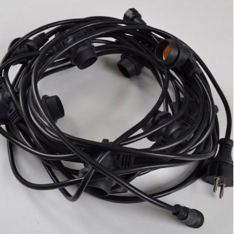 Fai catena luminosa catenaria nera filo bipolare per lampadine 11 mt. nero 3062