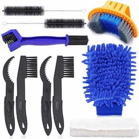 UlisemBicyclette Outil de Nettoyage,10pcs Moto Chaîne de Vélo Outils de Nettoyage pour Chaîne/Manivelle/Pneu/Pignon Nettoyage de Saleté (1/4)