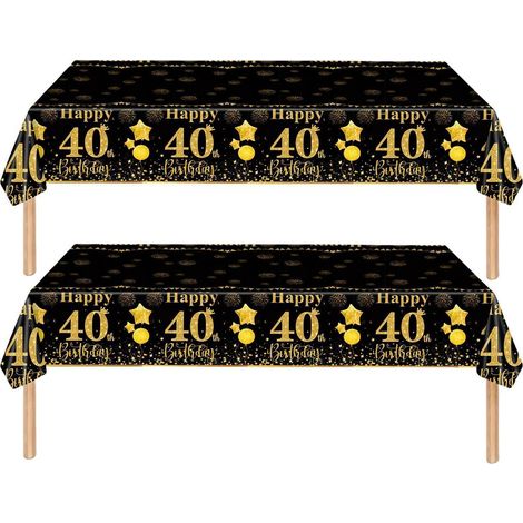 Tischdecke 40. Geburtstag Schwarz Gold 2 Stück Einweg-Tischdecke 137x274cm