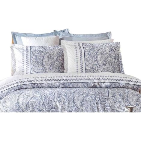 Set copripiumino - 1 copripiumino 220 x 240 cm + 2 federe 60 x 60 cm - 100% cotone rinforzato - Blu (1/5)