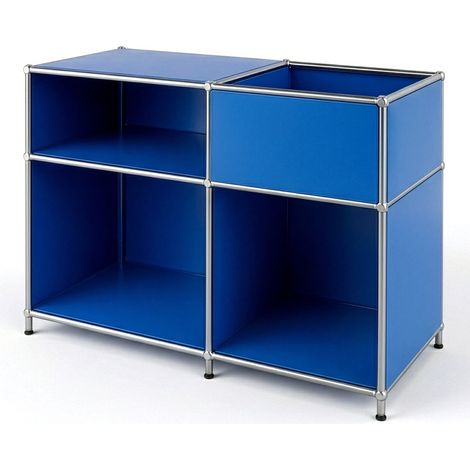 Metallregal Concept Epure MK-030 Standregal mit 3 Ablagen & Stauraumfach Blau (1/5)