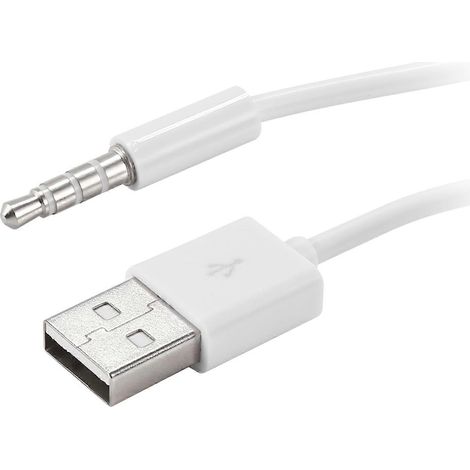 Câble adaptateur audio AUX vers USB 2.0, prise jack 3,5 mm, 1 m, blanc (1/5)