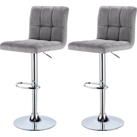 Woltu – Tabouret de bar pivotant réglable en lin et métal – Hauteur 60-82cm – Charge max 120kg – Antidérapant – Installation facile (1/5)