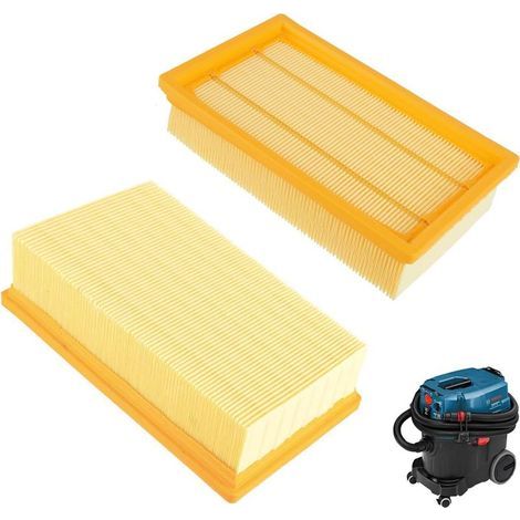 Lot de 2 filtres plats plissés pour aspirateurs Bosch GAS 35 L AFC, GAS 35 M AFC, GAS 55 M AFC et Kärcher NT25/1 Ap (1/5)