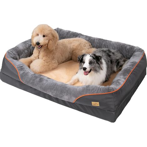 Bingo Paw – Coussin orthopédique pour chien XXL 120x90cm – Mousse à mémoire de forme – Housse imperméable et lavable – Antidérapant