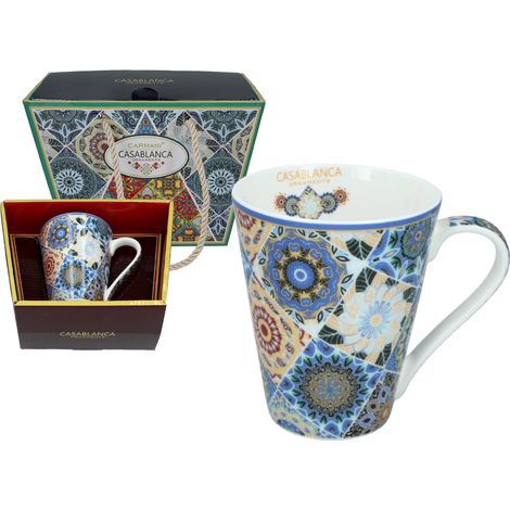 Taza de porcelana Carmani de 370 ml - Adornos Casablanca, diseño marroquí (1/3)