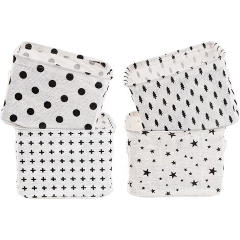Paniers de Rangement en Tissu, 4 Petits Paniers Carrés Pliables en Toile, Boîte de Rangement Pratique Corbeilles de Rangement pour le Rangement de Bureau et l'Organisation (1/5)