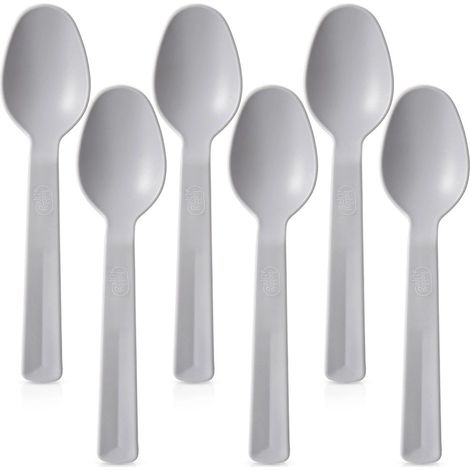 Plastic Tablespoons Set, Gray, 6 Pieces (1/5)