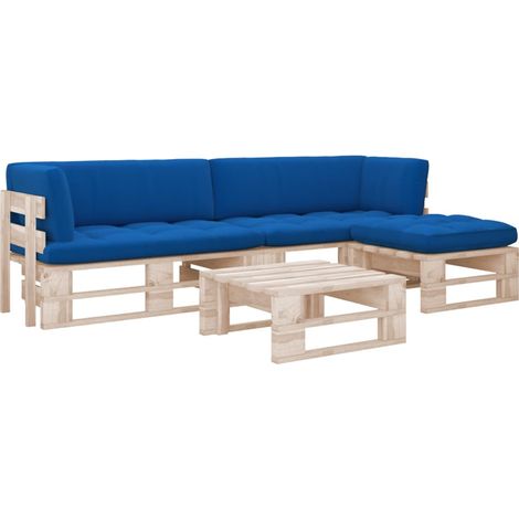 Salon de jardin palette 4pcs avec coussins Bois de pin imprégné (1/5)