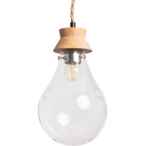 – Suspension en bois et verre Kathu Bumbieris – Dimensions 1450mm x Ø160mm – Compatible ampoule E27 – IP20 pour usage intérieur (1/5)