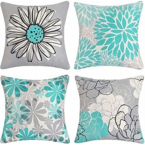 Lot de 4 Housse de Coussin d'extérieur, imperméable Housse de Coussin Housse Coussin en Lin en Tournesol pour Patio Jardin Salon Chambre Décoration(40 x 40 cm, Jaune) (1/5)